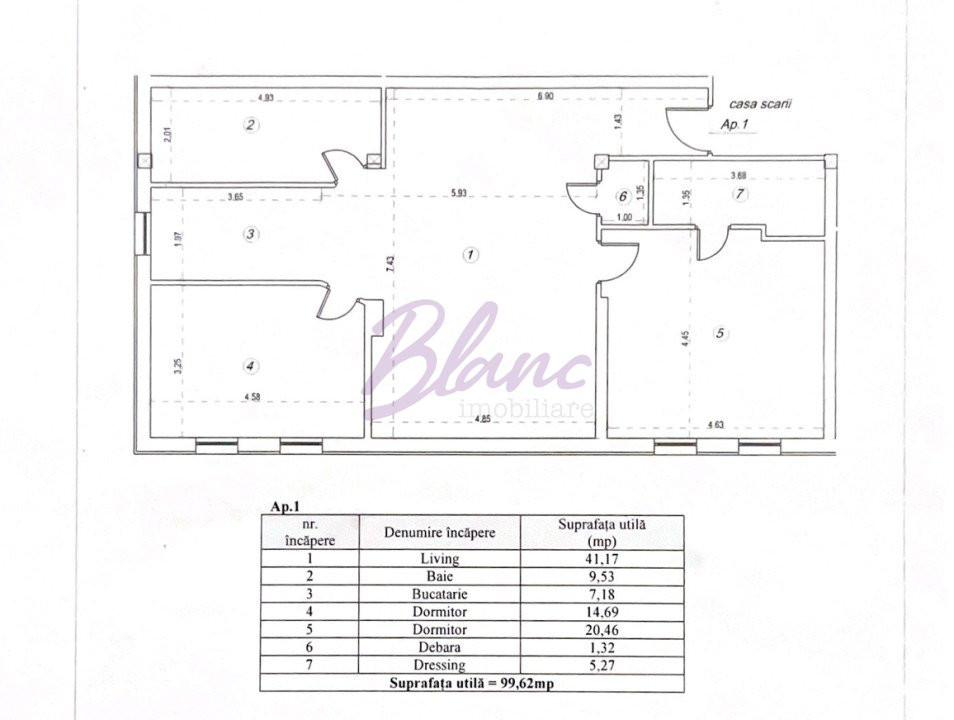Apartament 100 mp utili, 3 camere, Cartier Forvila, Paleu