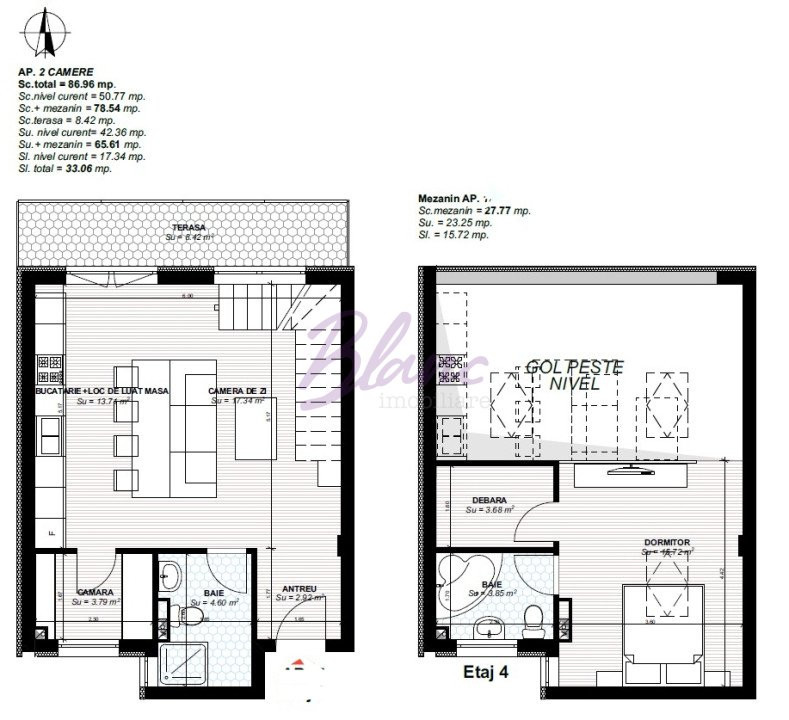 Apartament tip penthouse-duplex într-un imobil  modern în centrul  orașului
