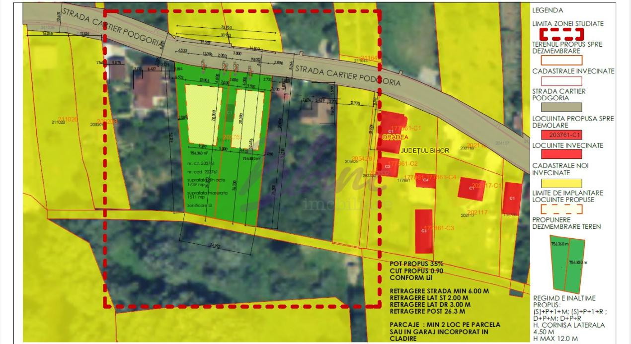 Teren intravilan gata de dezmembrare | 1.511 mp cu util Oradea, cart. Podgoria
