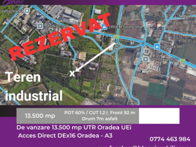 Teren industrial de 13.500 mp pe Calea Borsului -Conexiune directa cu DEx16